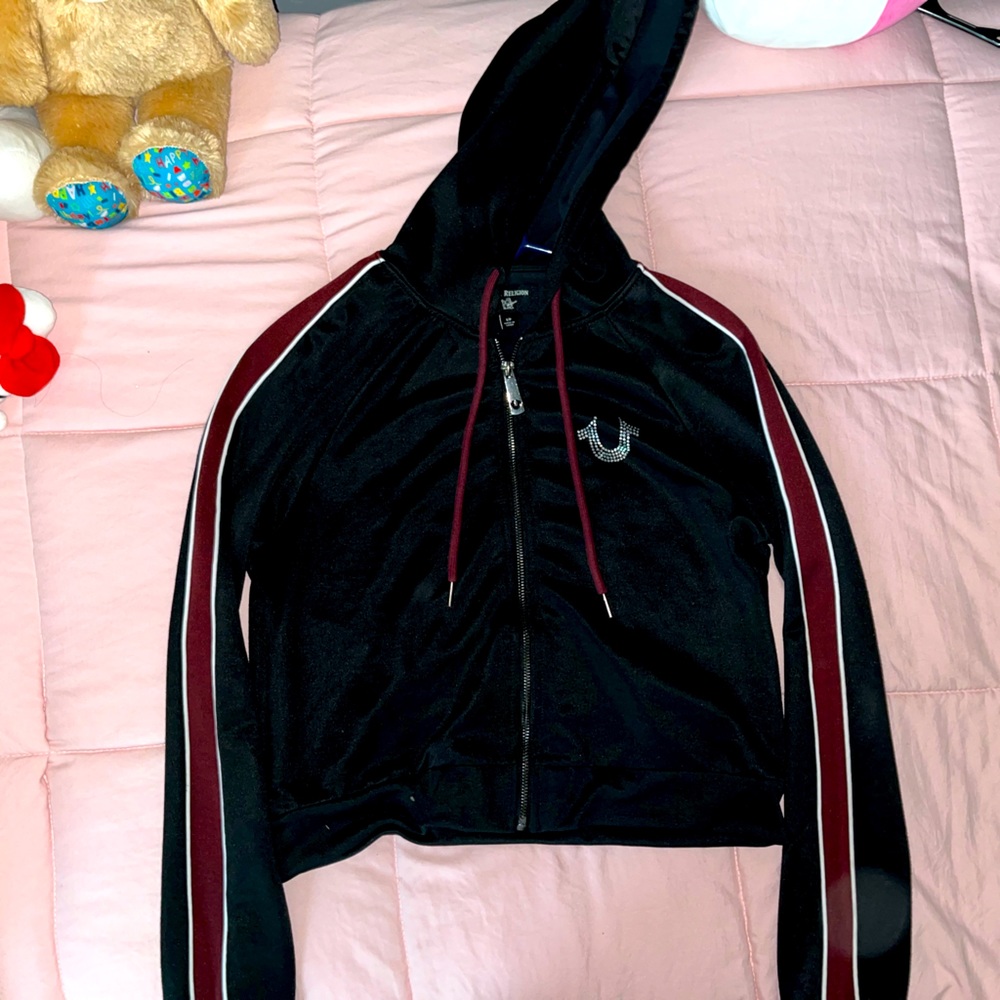 TRUE RELIGION BEDAZZLED ZIP UP